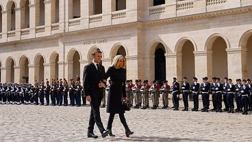 Ο Γάλλος πρόεδρος Εμανουέλ Μακρόν και η σύζυγός του Μπριζίτ Μακρόν