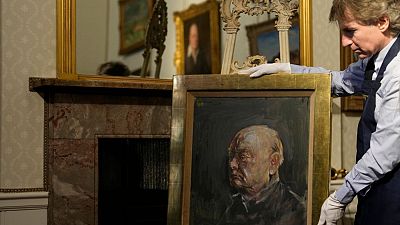 نقاشی گراهام سادرلند از چهره وینستون چرچیل، نخست‌وزیر پیشین بریتانیا
