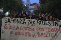 طلبة جامعة لاسابينزا يحتجون في روما. 2024/04/16