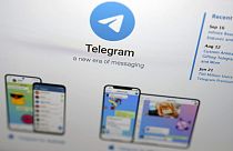 The website of the Telegram messaging app is seen on a notebook screen in 2022.