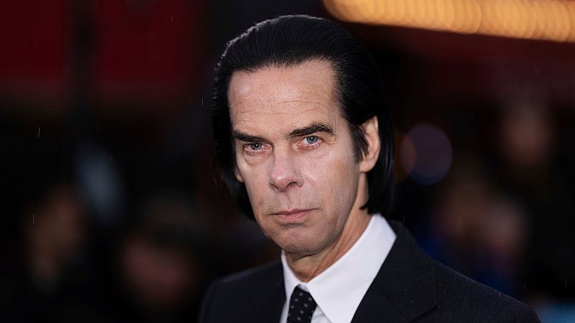 Nick Cave poses for photographers upon arrival at the World premiere of the film 'Back To Black' on Monday, April 8, 2024 in London.