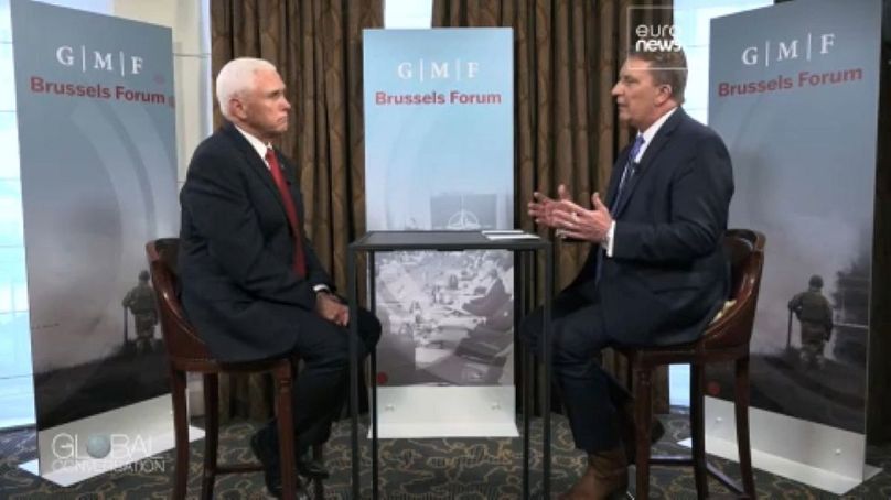 Former US Vice President Mike Pence and Euronews Correspondent Stefan Grobe