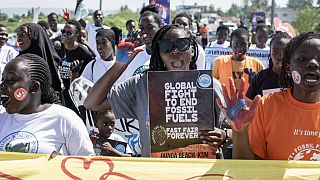 نشطاء المناخ يحتجون للمطالبة باتخاذ إجراءات بشأن تغير المناخ في وسط مدينة كيسومو