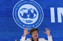 International Monetary Fund Managing Director Kristalina Georgieva speaks during a news conference at the World Bank/IMF Spring Meetings at the International Monetary Fund. 