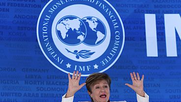 International Monetary Fund Managing Director Kristalina Georgieva speaks during a news conference at the World Bank/IMF Spring Meetings at the International Monetary Fund. 