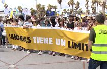 People took to the street in the Canary Islands to protest unsustainable tourism