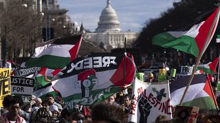 مظاهرات من أمام مبنى الكابيتول الأمريكي دعما لغزة، السبت 13 يناير 2024.