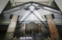 A file image of the installation 'Takapau' by artists Mataaho Collective at the 60th Biennale of Arts exhibition in Venice, Italy, Tuesday, April 16, 2024.