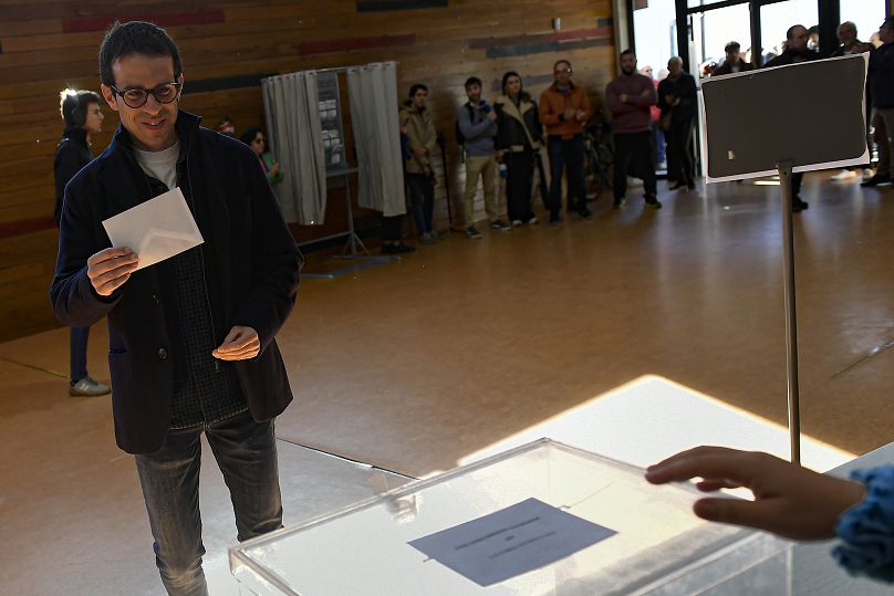 Pello Otxandiano, candidato de EH Bildu, votando