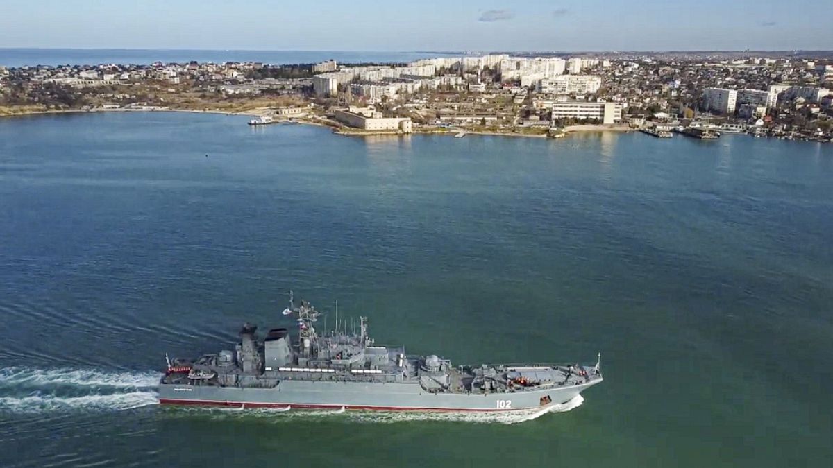 Ukrainian army damage ship in port-city of Sevastopol by the Black Sea thumbnail