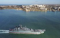 Russian ship sailing in Sevastopol harbour in Crimea (Russian Defense Ministry Press Service via AP, File)