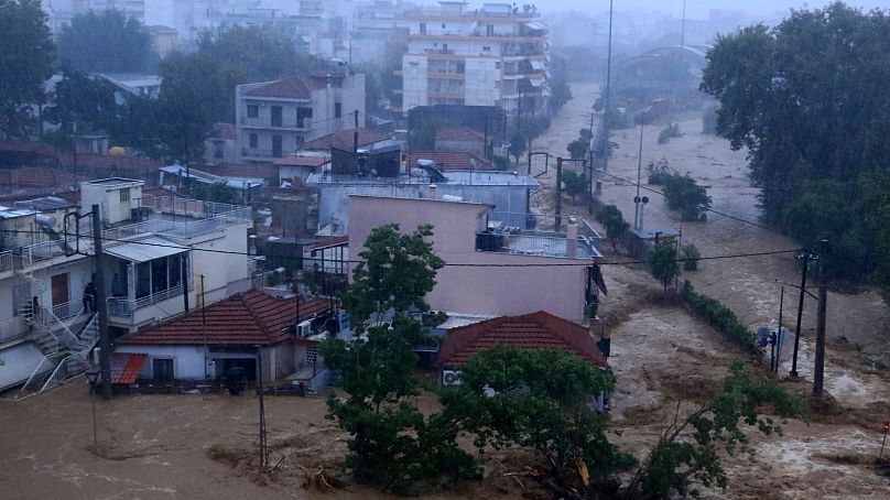 Floodwaters cover part of the town of Volos, central Greece, 5 September 2023.