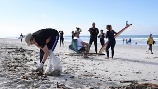 South Africa: Activists clean up Cape Town beach in celebration of Earth Day