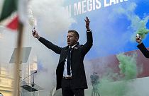 El candidato de TISZA, Péter Magyar, durante un acto electoral en Hungría el 22 de abril de 2024