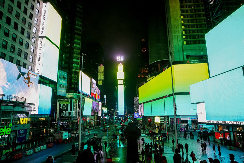 Krista Kim's work on display in Times Square, 2022.