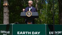 President Joe Biden speaks at Prince William Forest Park on Earth Day.
