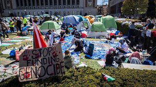 A pro-Palestinian demonstration encampment at Columbia University in New York.