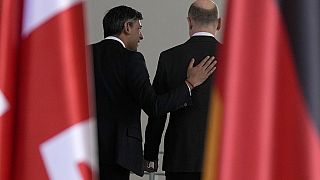 Der britische Premier Sunak zu Besuch bei dem deutschen Kanzler Scholz in Berlin.