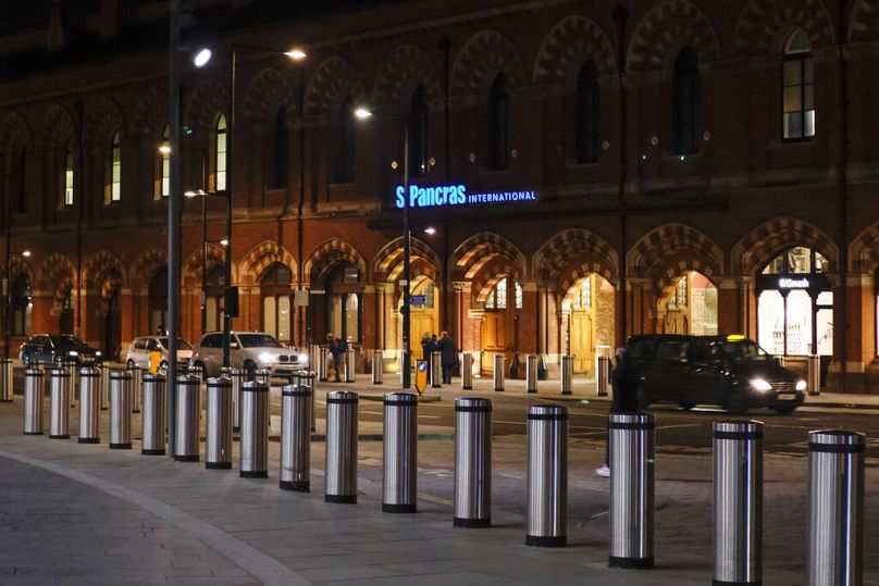 St. A view of Pancras International train station, the busy UK hub for Eurostar international trains in London
