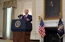 President Joe Biden speaks before signing a multi-billion-dollar Ukraine aid package that also includes support for Israel, Taiwan, and other allies.