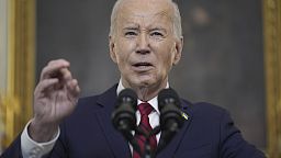 President Joe Biden speaks before signing a $95 billion aid package in the State Dining Room of the White House, Wednesday, April 24, 2024, in Washington.