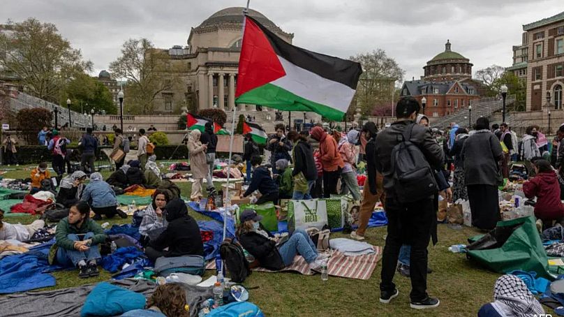 Palesztinpárti demonstráció a New York-i Columbia egyetemen