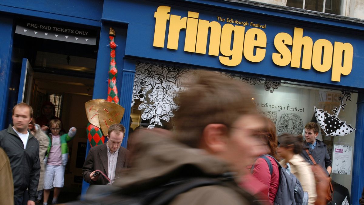 Fringe Shop on Edinburgh's Royal Mile on the first day of the Edinburgh Fringe