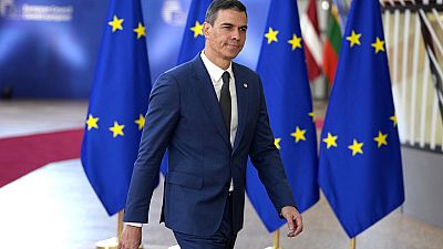 El presidente del Gobierno español, Pedro Sánchez, llega a una cumbre de la UE en Bruselas, el miércoles 17 de abril de 2024. 
