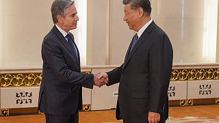 Il segretario di Stato statunitense Antony Blinken con il presidente cinese Xi Jinping a Pechino, Cina, 26 aprile 2024 