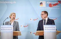Os líderes parlamentares do partido Alternativa para a Alemanha, Alice Weidel e Tino Chrupalla