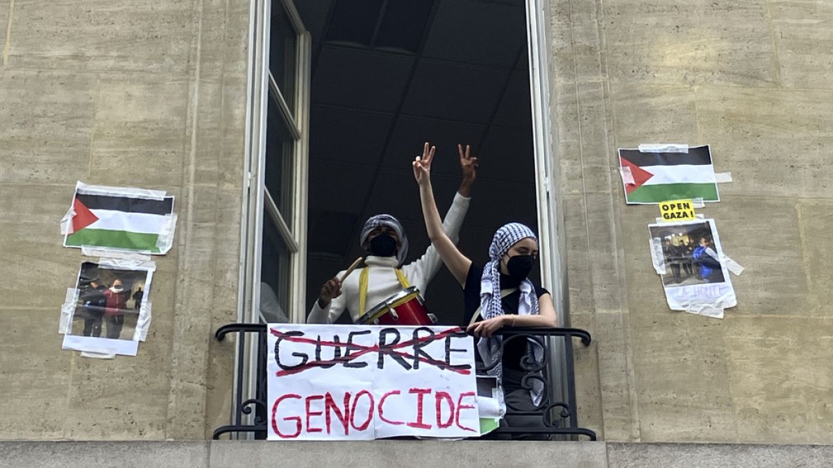 Pro-palästinensischer Protest an der Pariser Sciences Po. 26. April 2024