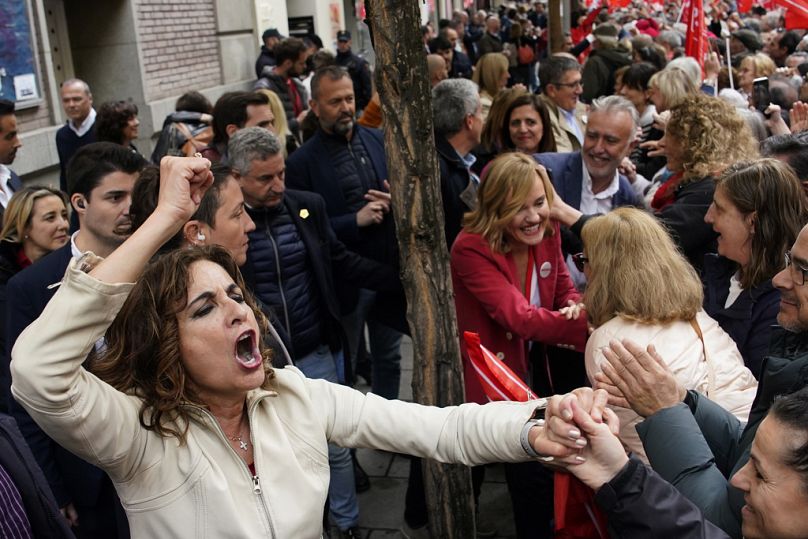 María Jesús Montero, vicepresidenta primera del Gobierno, en la manifestación a favor de Pedro Sánchez.