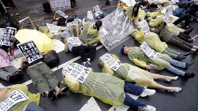 Protesters in Taiwan