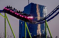 European Central Bank with rollercoaster