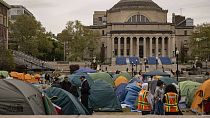 مخيم لمتظاهرين مؤيدين للفلسطينيين- جامعة كولومبيا، 27 أبريل 2024