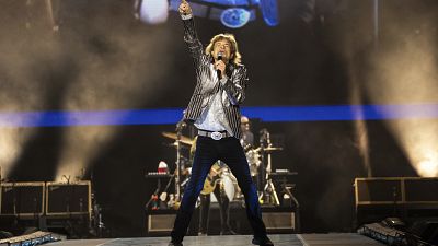 Mick Jagger dei Rolling Stones si esibisce durante la prima serata della tappa statunitense del suo tour “Hackney Diamonds”, 28/04/2024, Houston