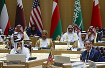 Il ministro degli Esteri del Qatar, Sheikh Mohammed bin Abdulrahman Al Thani, e il segretario di Stato Usa, Antony Blinken, a Riad per discutere di Gaza (29 aprile 2024) 