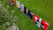 Adds for Germany's main politcal parties are  displayed in Frankfurt, Germany, Wednesday, Sept. 15, 2021. 