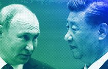 Russian President Vladimir Putin speaks to Chinese President Xi Jinping during the Shanghai Cooperation Organization (SCO) summit in Samarkand, September 2022