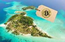 Malipano island, Philippines, Samal with a Bitcoin price tag 