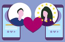 Free Stock Art Illustration of Dating App Couple Social Media Relationship Man Woman Stock Photo. EU stars were added.