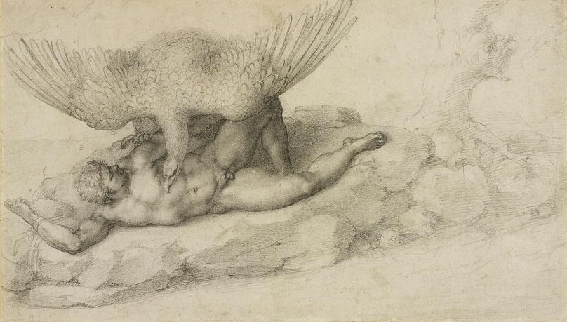 The Punishment of Tityus by Italian Renaissance artist Michelangelo (1532)