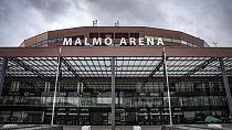 An exterior view of the Malmö Arena in Malmo, Sweden, Tuesday, April 23, 2024,