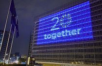 On 30 April 2024, the Berlaymont building is illuminated with the logo of 20th anniversary of the 2004 EU-enlargement
