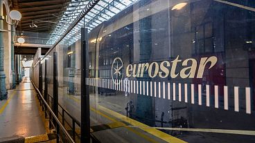 A Eurostar train at Gare du Nord train station, 30 December 2023 in Paris, France. 