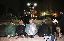 Demonstranten werden am Donnerstag, dem 2. Mai 2024, auf dem UCLA-Campus in Los Angeles festgenommen.