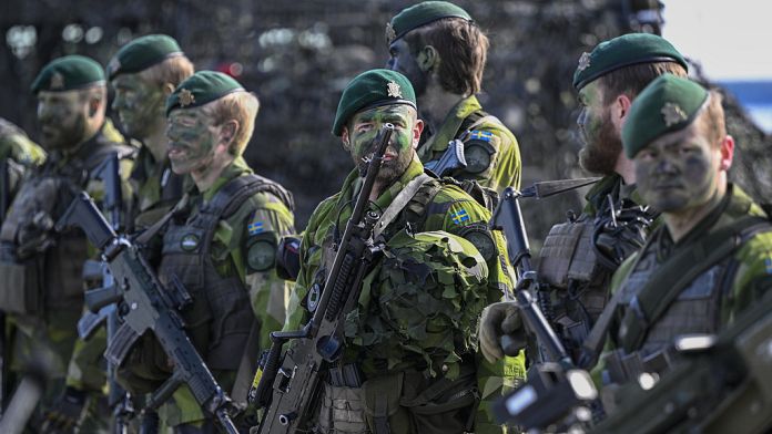 Hundreds of Swedish troops arrive in Latvia to join a NATO brigade Hundreds of Swedish troops arrive in Latvia to join a NATO brigade
