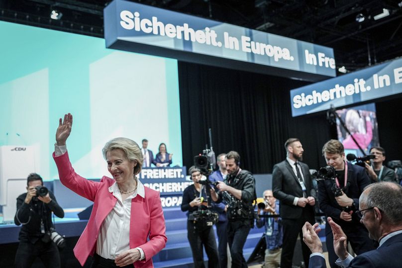 La presidenta de la Comisión Europea, Ursula von der Leyen en la conferencia federal del partido CDU, en Berlín, el miércoles 8 de mayo de 2024.