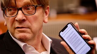 Guy Verhofstadt em reunião do Parlamento Europeu em 2019