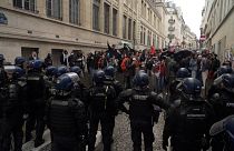Protestas universitarias propalestinas en París.